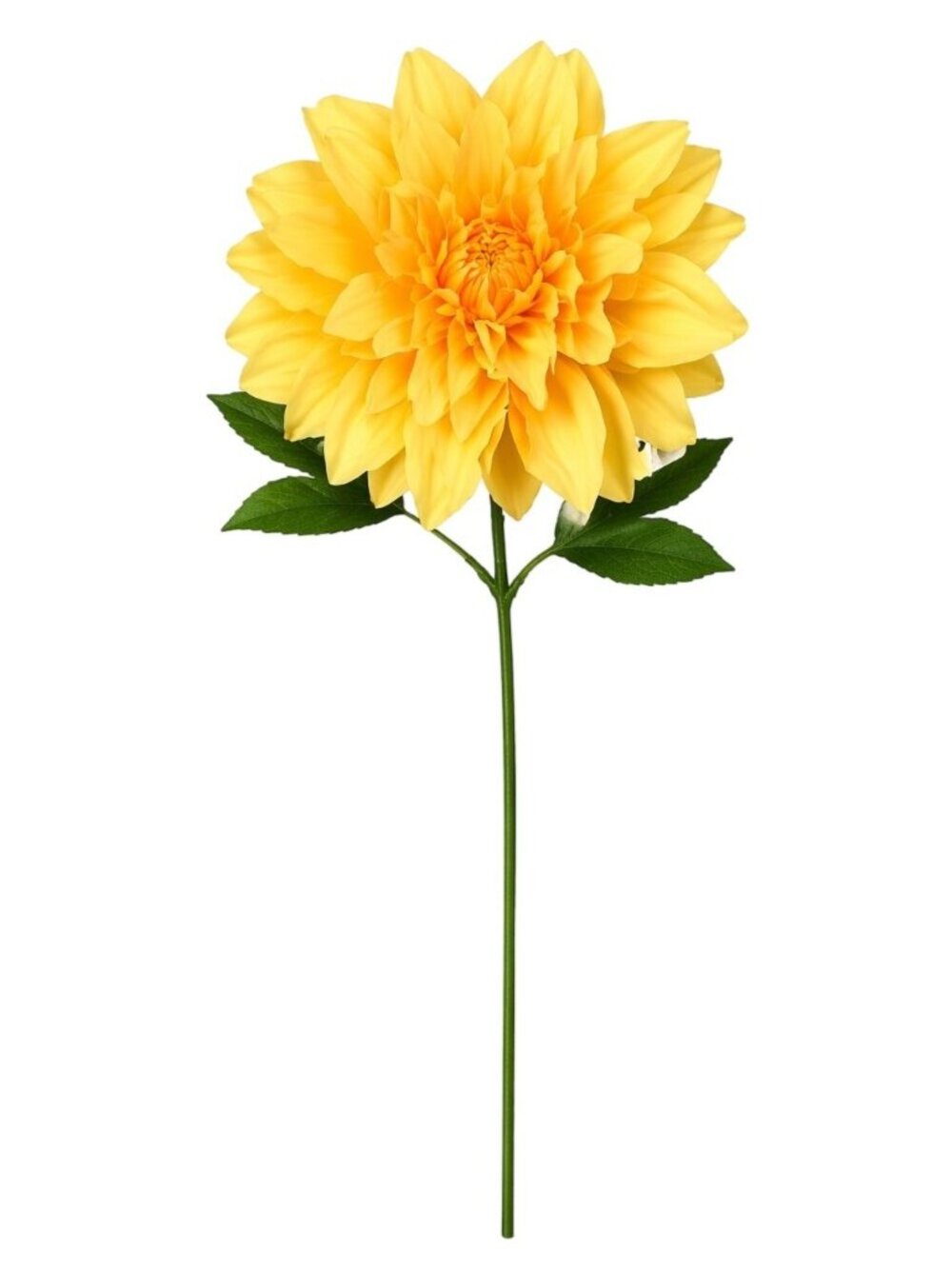 Yellow Dahlia Stem Faux Flower 24 Inch 5 Inch Bloom Bright Yellow Artificial